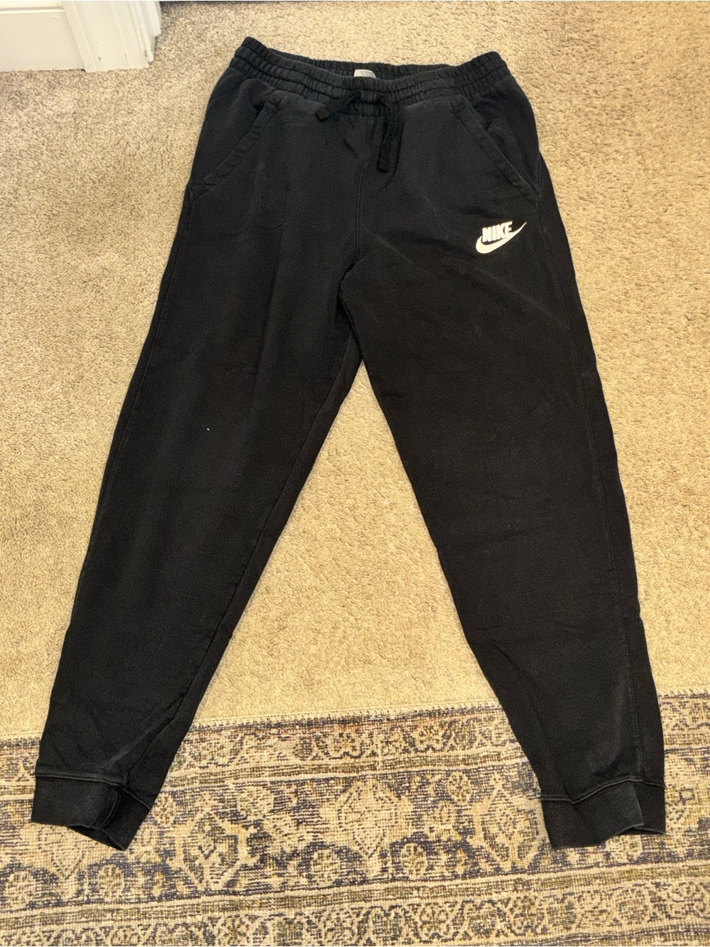Nike Black Jogger Sweatpants with White Swoosh